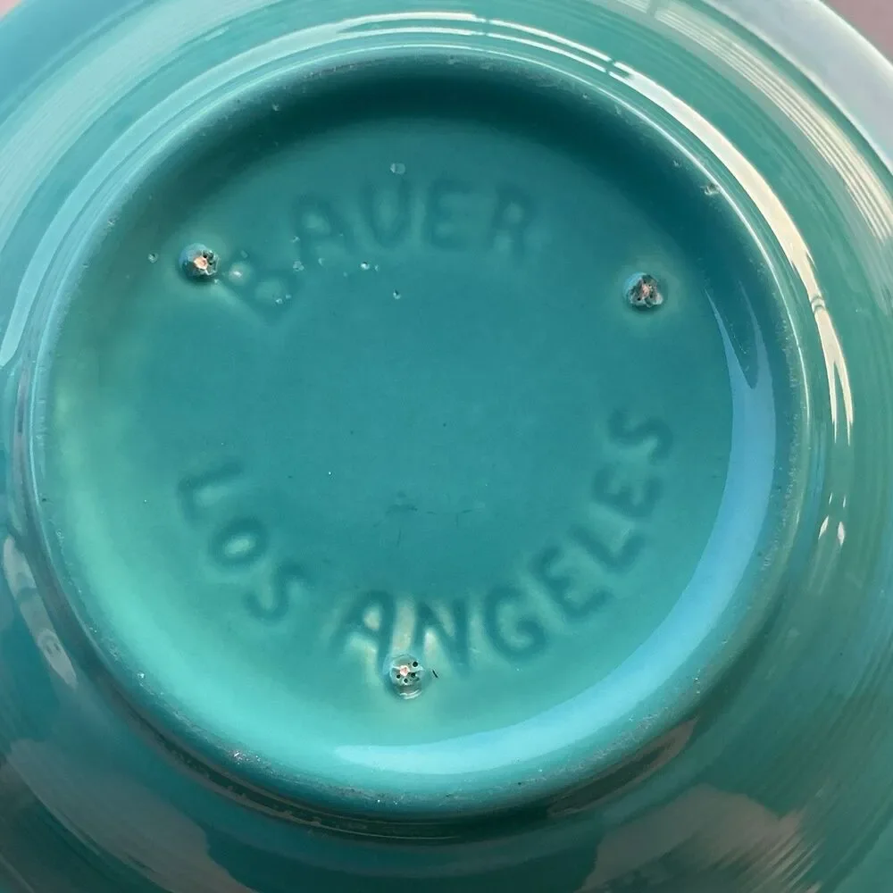 Vintage Bauer Pottery Los Angeles Turquoise Ringware Serving Bowl 9” California
